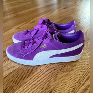 Puma Suede Classic Purple Sneakers White Stripe Women’s Size 8